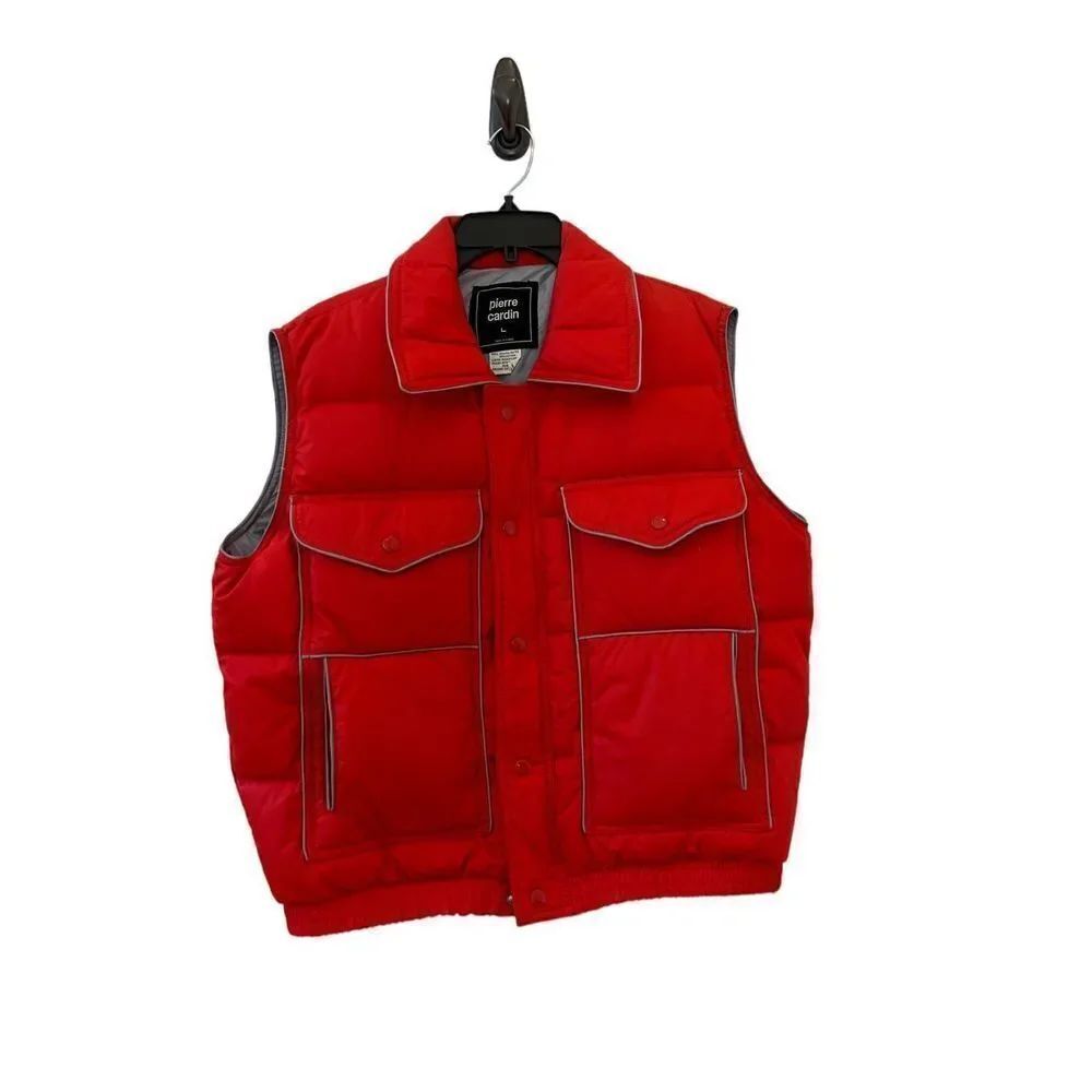 Vintage Pierre Cardin Collared Insulated Puffer Vest Womens Red Size Large